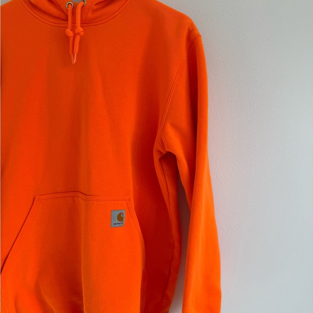 Carhartt Men’s Bright Orange Crewneck Hoodie - Pullover Sweatshirt